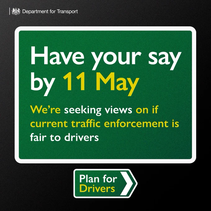 Have your say by 11 May. We're seeking views on it current traffic enforcement is fair to drivers, as part of our Plan for Drivers. 