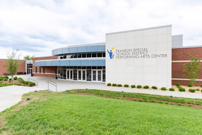 view from the front of the performing arts center