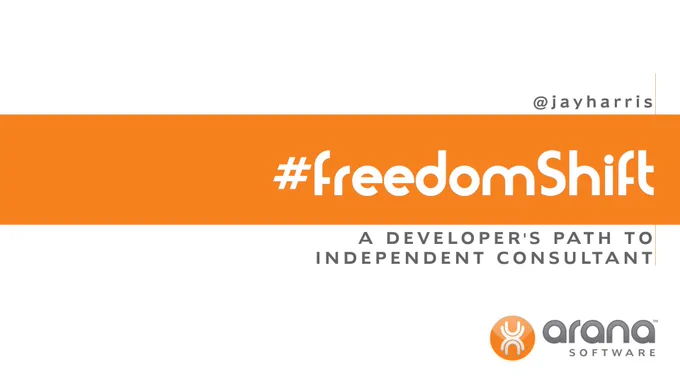 Title slide for Freedom Shift, a white slide with the title on an orange horizontal stripe.