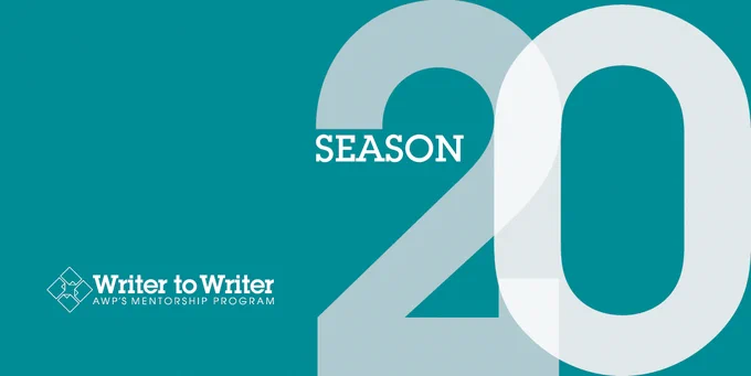 Writer to Writer: AWP’s Mentorship Program. The logo is four dog-eared pages arranged to form a square.