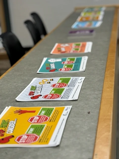 Copies of Ophea's Doing Gender-Inclusive Physical Education & Sport posters and Doing Disability-Centred Physical Education and Sport posters are available in separate piles on a table available for workshop participants to take.