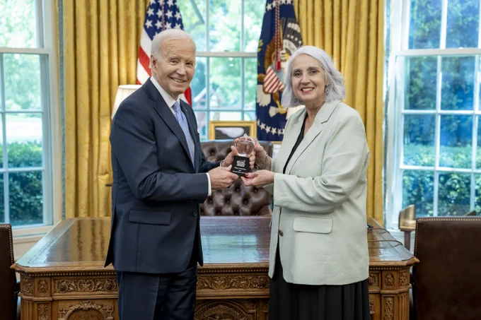 President Biden is pictured with Missy Testerman, 2024 National Teacher of the Year.