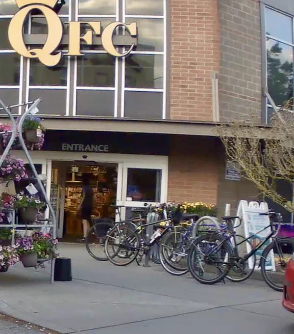 A busy bike parking at QFC