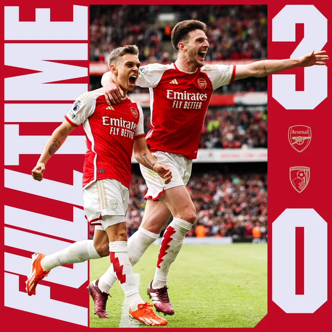 Full Time: Arsenal 3-0 Bournemouth