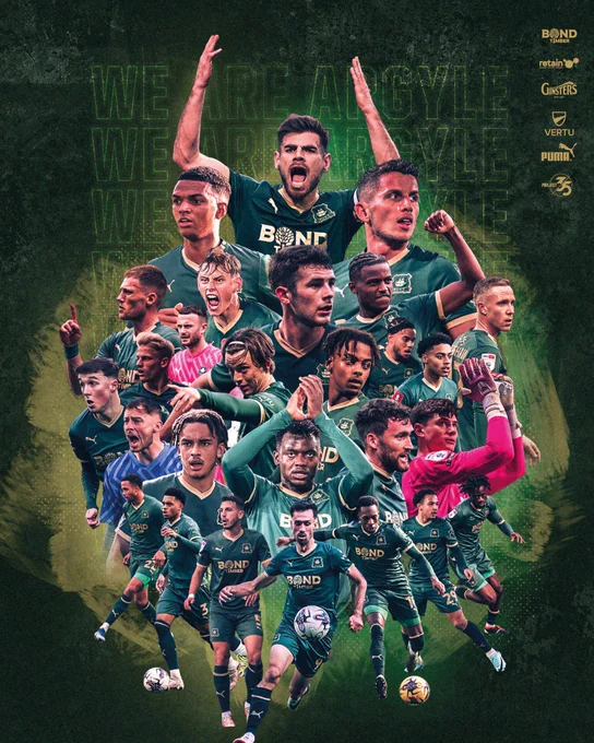 A graphic featuring images of the Plymouth Argyle squad from the 2023/24 season.