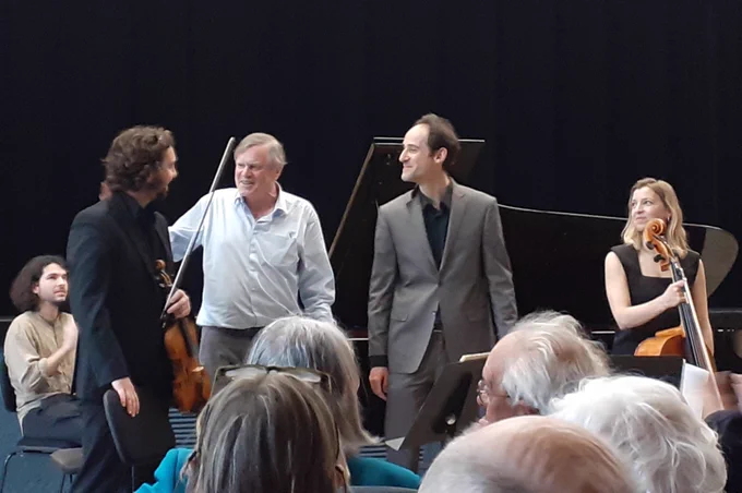 Le Trio Atanassov et le compositeur Philippe Hersant au CML de Montfort-l'Amaury, 27 avril 2024 (DR Cliché Manuel Cornejo 2024)