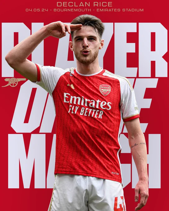 Our Player of the Match against Bournemouth: Declan Rice.