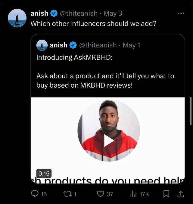 @thiteanish asking who he should add next