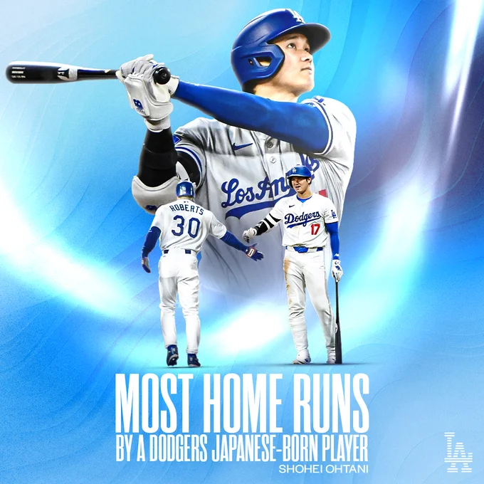 Most home runs by a Dodgers Japanese-born player: Shohei Ohtani
