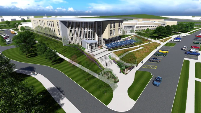 Rendering of the Southwest Aerial of Entrance