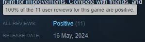 Screenshot of the Hexahedra store page, showing that it has reached the 10-review threshold.