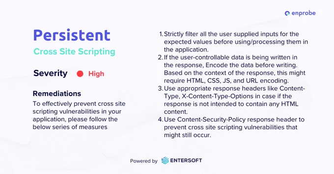 Persistent Cross Site Scripting Remediations