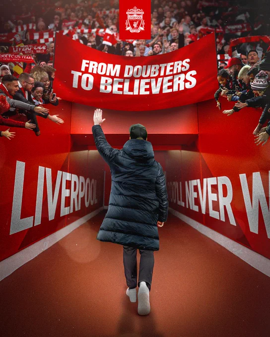 Graphic of Jürgen Klopp walking down the tunnel at Anfield.