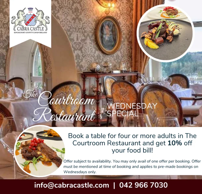 Beautiful castle restaurant with antiques and silverware. 