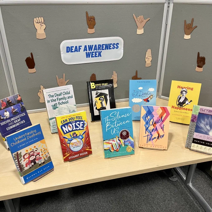 A display of books to highlight Deaf Awareness Week