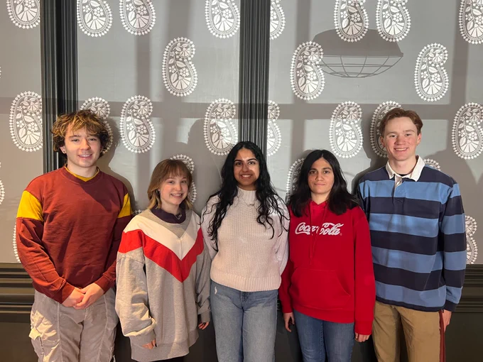 (From left to right)Theo Thompson-Guldseth, Halle Bretz, Mounika Karri, Palwasha Khan, and Paul Krenik