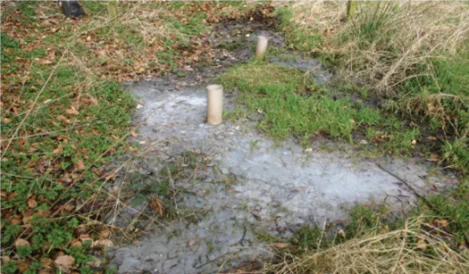 Photo of pipes sticking up from the ground