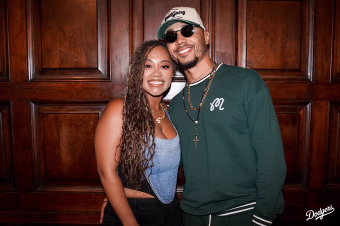 A photo of Mookie and Brianna Betts.