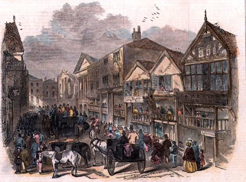 The Photograph of the Week from the History Hub is this #OnThisDay image of Chester Cup Day on Northgate Street from 9 May 1846.
The delightful scene is full of people walking down the road, and there are several horses and carriages.