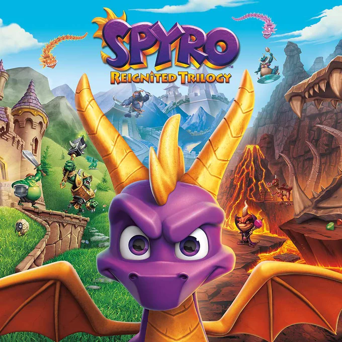 Artwork of Spyro: reignited trilogy. Spyro is facing the audience