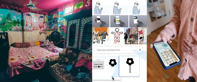 Collage of various images and illustrations of human-computer interaction research from U of T CS papers accepted to the 2024 ACM Conference on Human Factors in Computing Systems (CHI). 
