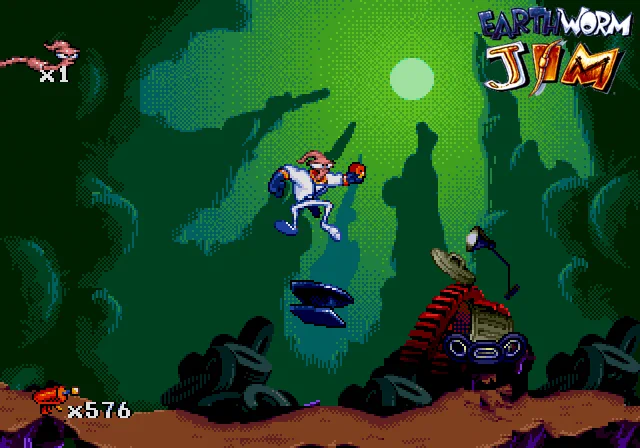 Earthworm Jim on the genesis, in game screenshot