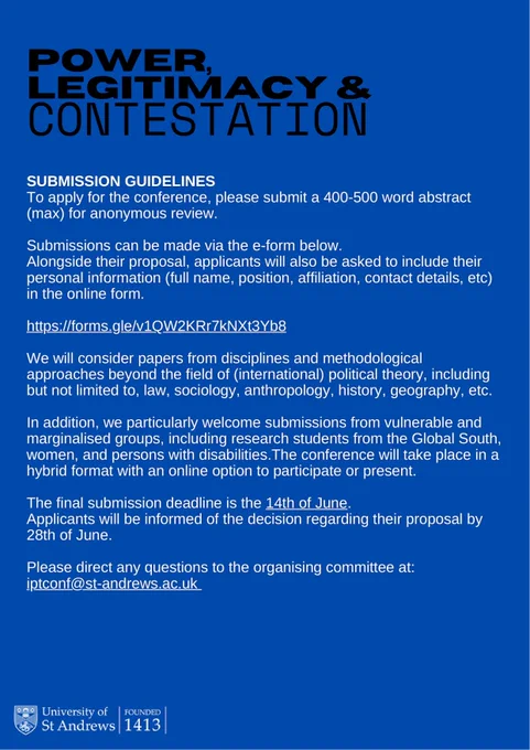 A final image with some submission guidelines, including the deadline of the June 14th for submission of a 400-500 word abstract for anonymous review. It welcomes applications from cognate disciplines and people from vulnerable and marginalised groups. the submission link is https://forms.gle/v1QW2KRr7kNXt3Yb8 