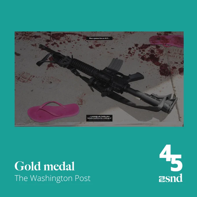 "A powerful and disturbing image showing an AR-15 rifle lying on the ground with blood spatters and a pink flip-flop, symbolizing the aftermath of a shooting. The scene is stark, conveying the sudden violence associated with such events."
