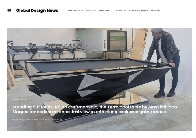 Luxury Pool Table Terra Massimiliano Maggio Made in Italy
