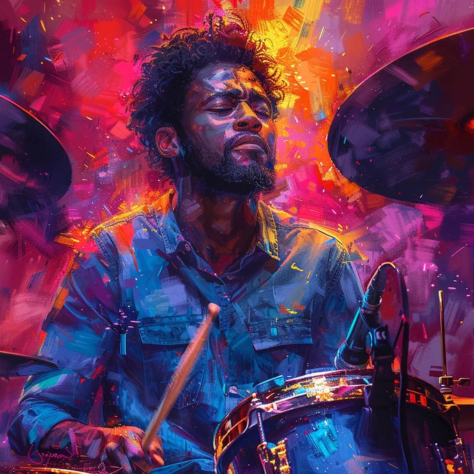bearded man playing jazz drums