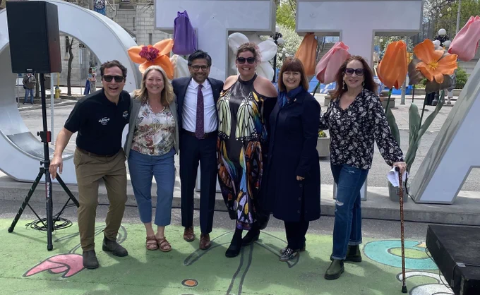 Member of Parliament Marie-France Lalonde, the Honourable Mona Fortier, and Member of Parliament Yasir Naqvi attended the opening of the 2024 Canadian Tulip Festival.