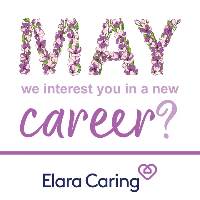 "May we interest you in a new career?" The word "May" is written in a font that looks like flowers spelling the word out.