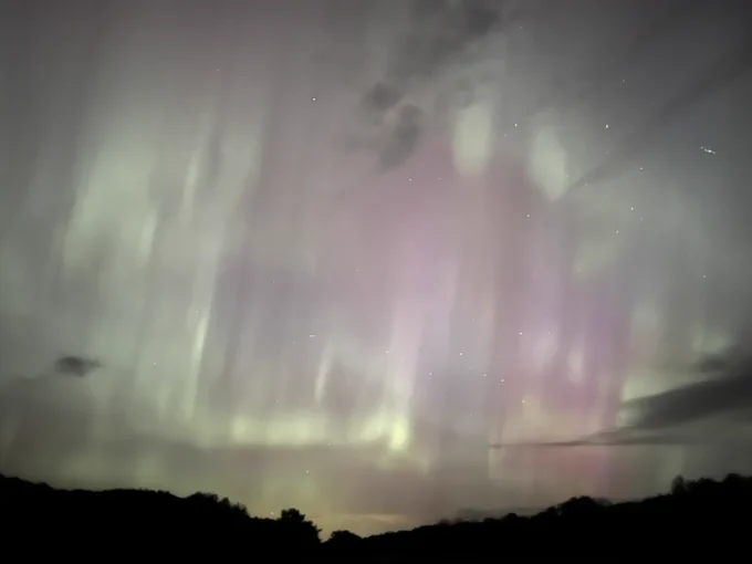 Northern Lights with purple and green in the sky
