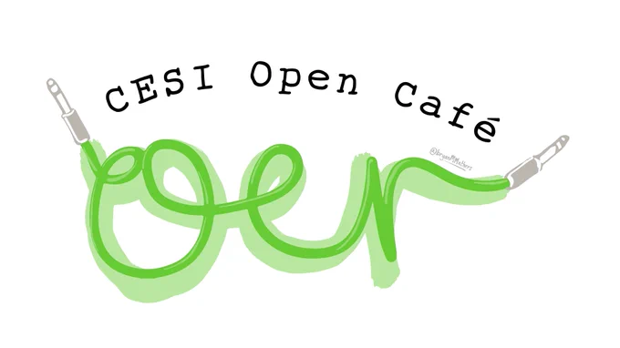 CESI Open Café illustration with green OER letters styled as jacks