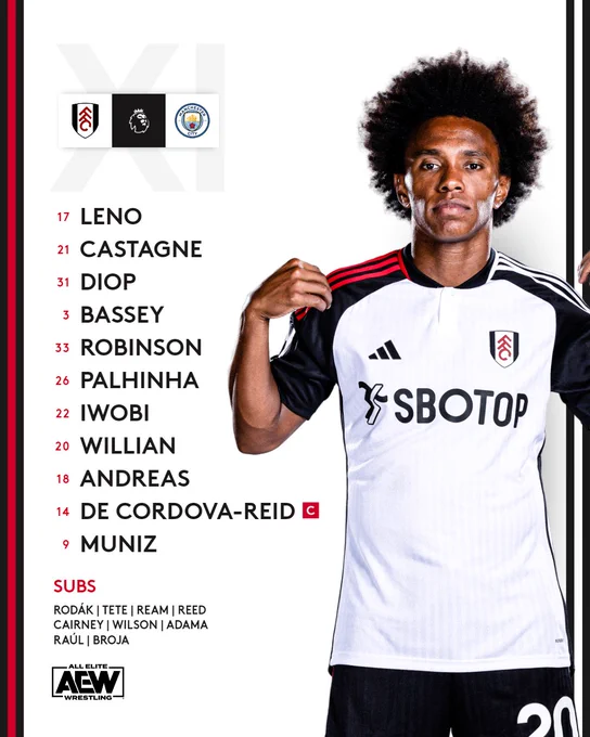 Starting XI: Leno, Castagne, Diop, Bassey, Robinson, Palhinha, Iwobi, Willian, Andreas, De Cordova-Reid (C), Muniz.

Subs: Rodák, Tete, Ream, Reed, Cairney, Wilson, Adama, Raúl, Broja.