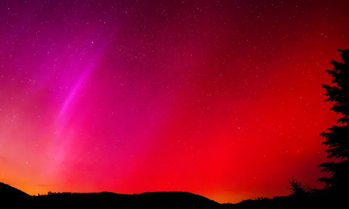 Bright red skies