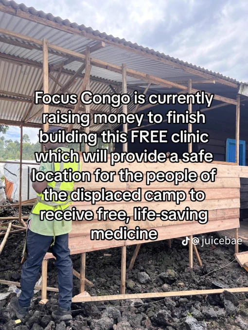 FocusCongo is currently raising money to finish building this FREE clinic which will provide a safe location for the people of the displaced camp to receive free, life saving medicine

@ juicebae