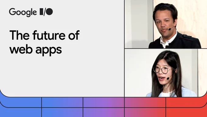 Image reads "The future of web apps" showing the Google I/O logo.