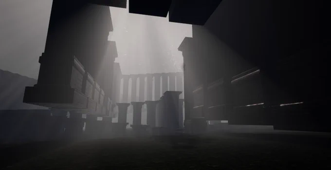 Enormous pillars rise into the sky creating stairways for the player.