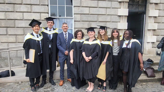 Conflict Resolution and Reconciliation MPhil graduates with Course Coordinator Dr David Mitchell. 