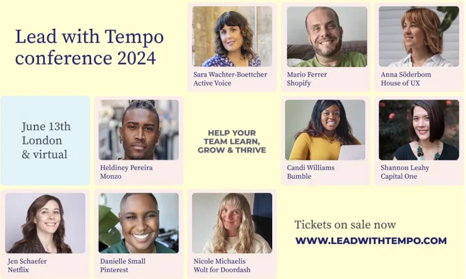 A montage of headshots for our Lead with Tempo speakers and the URL www.leadwithtempo.com