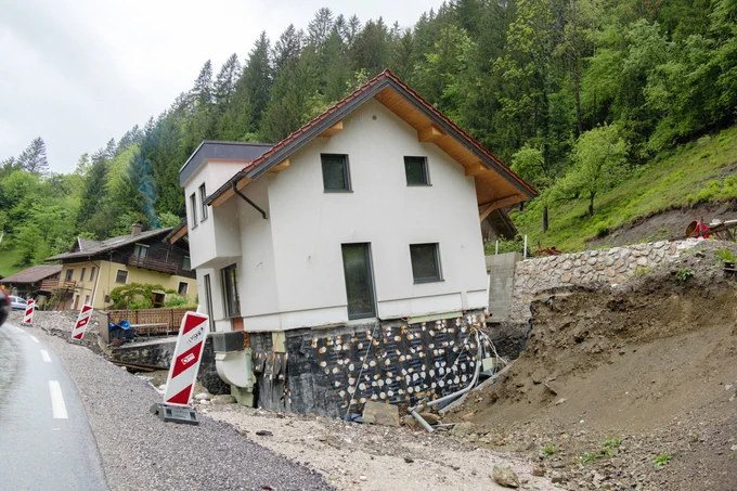 A house that was severely damaged by the floods in August 2023.