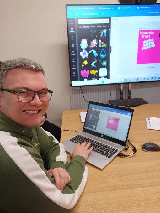 Volunteer designing poster