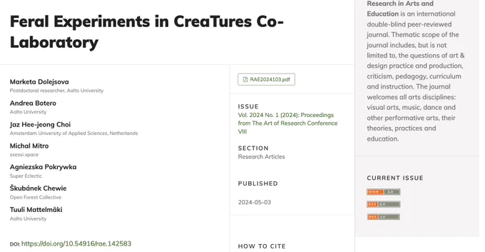 screenshot from the journal's page containing title and authors of the article