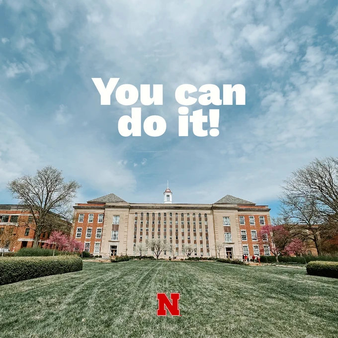 Love Library with white text in the sky, "You can do it!"
