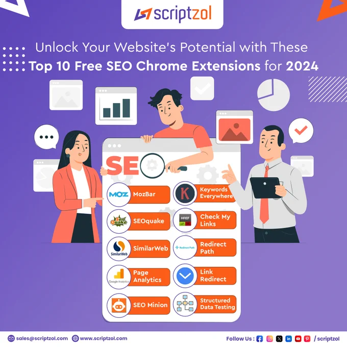 Level up your SEO in 2024 with these free Chrome extensions 🚀

Unleash the full potential of your website with MozBar, Keywords Everywhere, SEOquake, and more 💥

From analyzing backlinks to tracking rankings, these tools have got you covered 💯

Stay ahead of the competition and drive traffic like never before 🔥 👉 www.scriptzol.com

#Scriptzol #Letsconnect #SEO #DigitalMarketing #WebsiteOptimization #ChromeExtensions #FreeTools #TrafficBoost #OnlineSuccess
