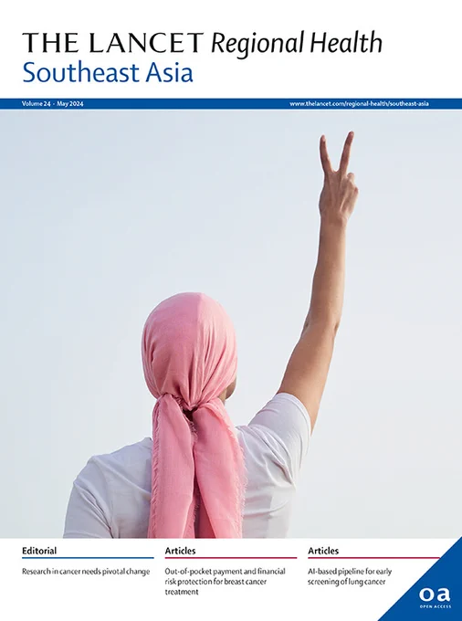 Cover image by Alvaro Medina Jurado/Getty images. The image shows a woman with pink headscarf on her head, back with arms raised in victory. Concept of fighting cancer covered in the editorial and articles in the volume.
