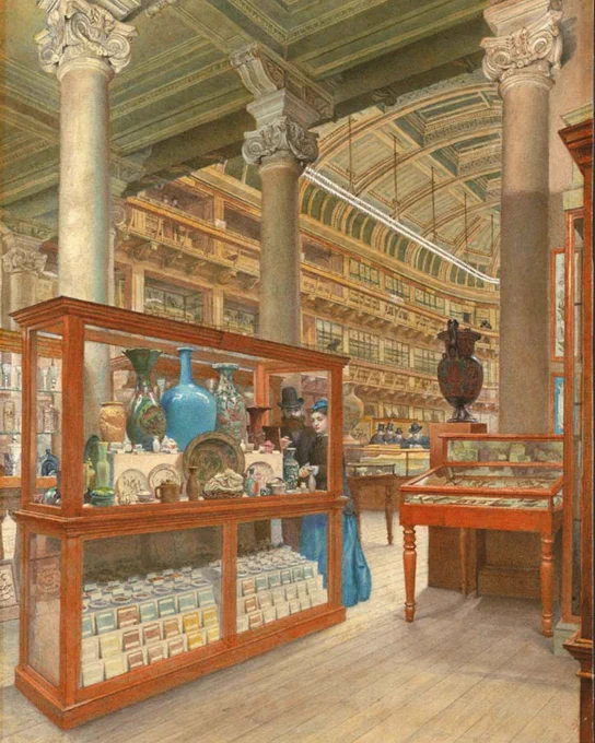 Interior view of the Museum of Practical Geology, watercolour, signed ‘J. P. Emslie, 1875’, CP16/015 © British Geological Survey