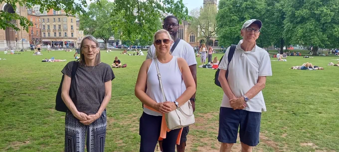 End of walk on College Green