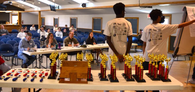Presentations: Twenty-three teams from across the state engaged in this year's Envirothon, participating in a comprehensive study and field tests encompassing four environmental disciplines. Dan Hovland, NRCS state conservationist and judge, expressed enthusiasm about interacting with the students, stating, "It was inspiring to engage with such sharp teams addressing conservation issues from a grassroots level. Conversations about conservation with today's youth are always enlightening."  (Photo by NRCS public affairs)
